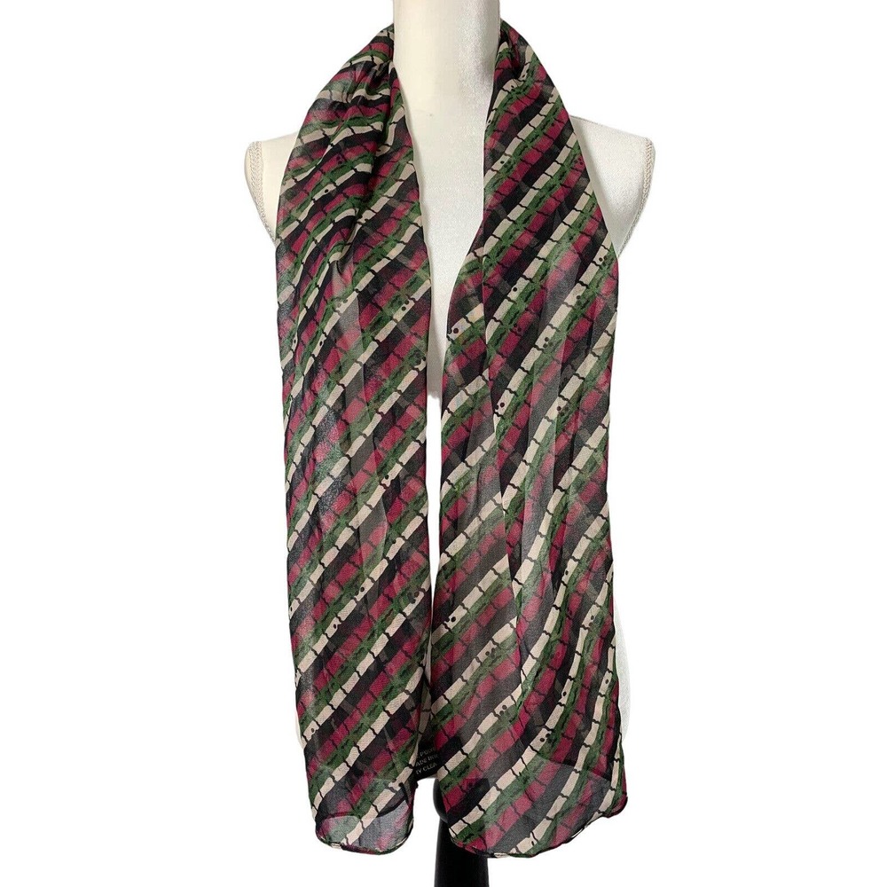 Isabella Womens Scarf Wrap Black Cranberry Green Tan Print Rectangle Sheer India